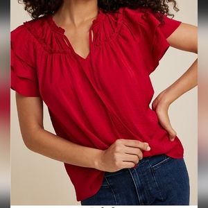 Maurices Red Flutter Sleeve Blouse, small.